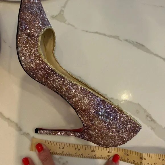 Christian Louboutin Authentic Pink Glitter Pointed Toe Pumps 38